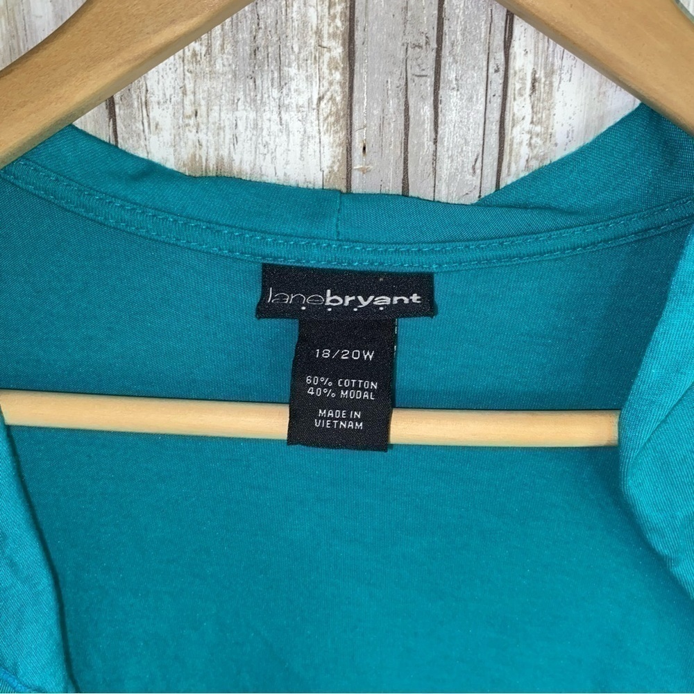 Lane Bryant Teal Ruffle Open Front Cardigan 18/20W Cotton Modal Lightweight - Picture 4 of 4